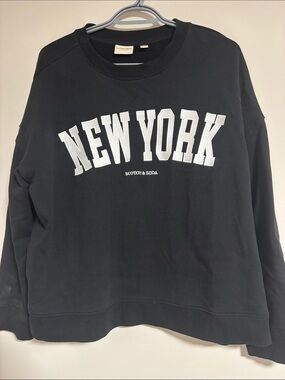 Scotch & Soda Black 'NEW YORK' Graphic Crewneck Sweatshirt